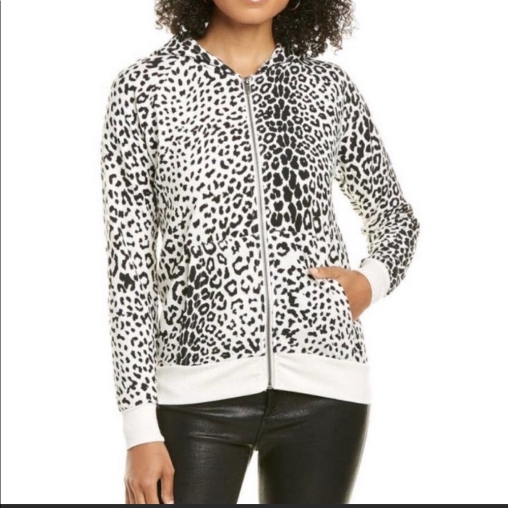 Chaser Black and White Leopard Print Hoodie